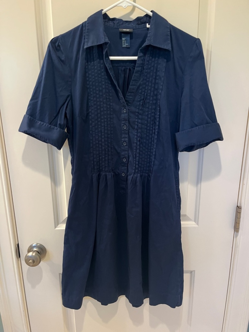H&M Navy Button-Front Shirt Dress